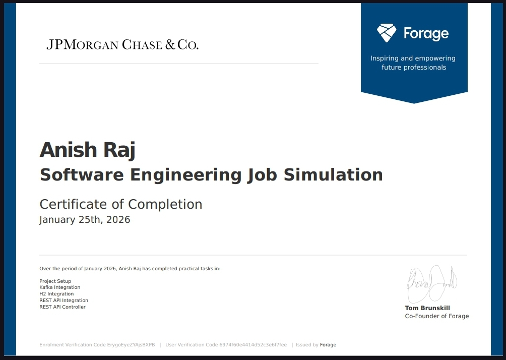 JPMorgan Chase Software Engineering Certificate